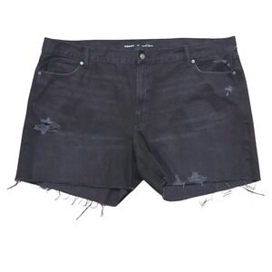 NEW Old Navy Plus 24 Slouchy Straight Black ripped‎ frayed denim jean shorts